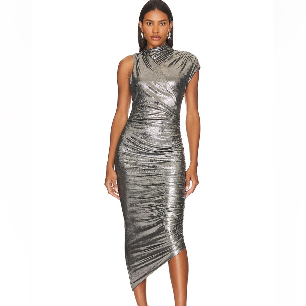 Misha Collection silver midi dress us 6/8